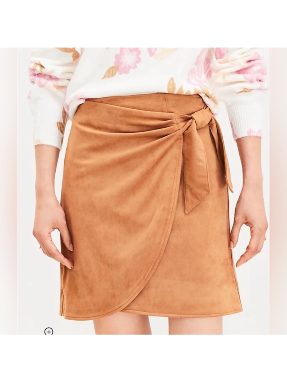 LOFT Tan Faux Suede Faux Wrap Mini Skirt